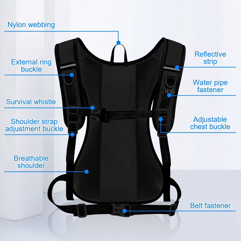 Hydration Backpack, Cycling Backpack Outdoor,Lightweight Hydration Pack with 70 oz 2L Hydration Bladder, Water Backpack for Running, Hiking, Cycling, Climbing, Camping, Biking