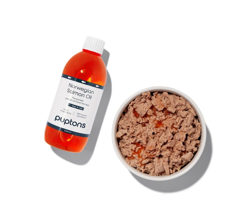 Puptons Norwegian Salmon Oil for Dogs & Cats | 500ml, Contains 21 Omega Fatty Acids | Fish Oil Supplement for Glossy Coat, Immune Support, Itchy Skin, Softer Paws, Joint & Brain Health | 500ml 500ml (without pump)