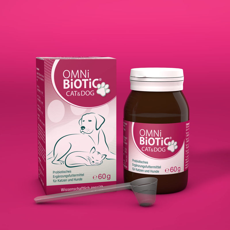 OMNi BiOTiC CAT & DOG | 60g | 2 bacterial strains | up to 7.5 billion germs per daily dose | powder | Probiotic supplementary food for dogs and cats - BeesActive Australia