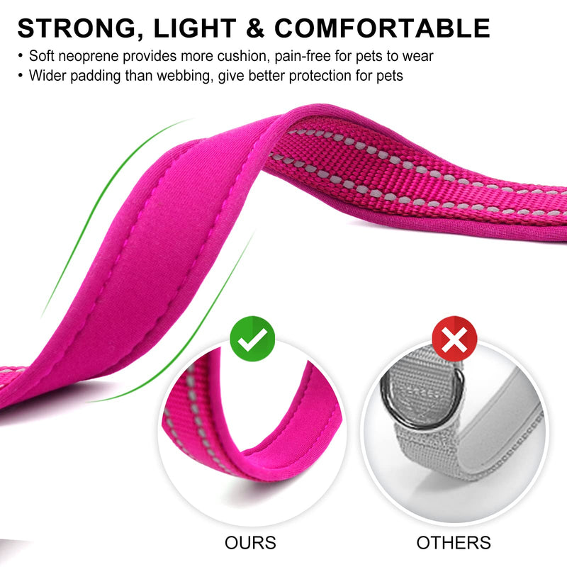 azuza Reflective Dog Collar,Soft Neoprene Padded Pet Collar with ID Tag Ring,Adjustable for Small Dogs,Hot Pink,S Small (Pack of 1) Hot Pink - BeesActive Australia