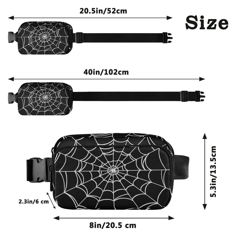 CBBYY Goth Spider Web Fanny Pack for Women Men,Crossbody Waist Bag Pack Adjustable Casual Waist Belt Bag for Travel Running Workout Cycling