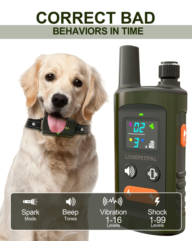 Dog Training Collar with Remote Control - 3500FT Rechargeable IPX7 Washable E-Collar for Large Medium Small Dogs 4 Training Modes Vibration Beep Indoor & Outdoor Trainer Anti-Shedding Lock xxxl