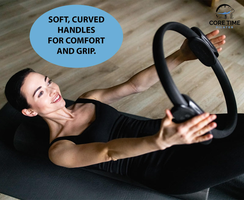 Pilates Ring - 14 inch Exercise Ring - Guide and Carry Bag - Resistance Band- Pilates Kit for Women- Pilates Cirlce Set- Magic Circle-Exercise Ring for Thigh Workout- glute Workout.