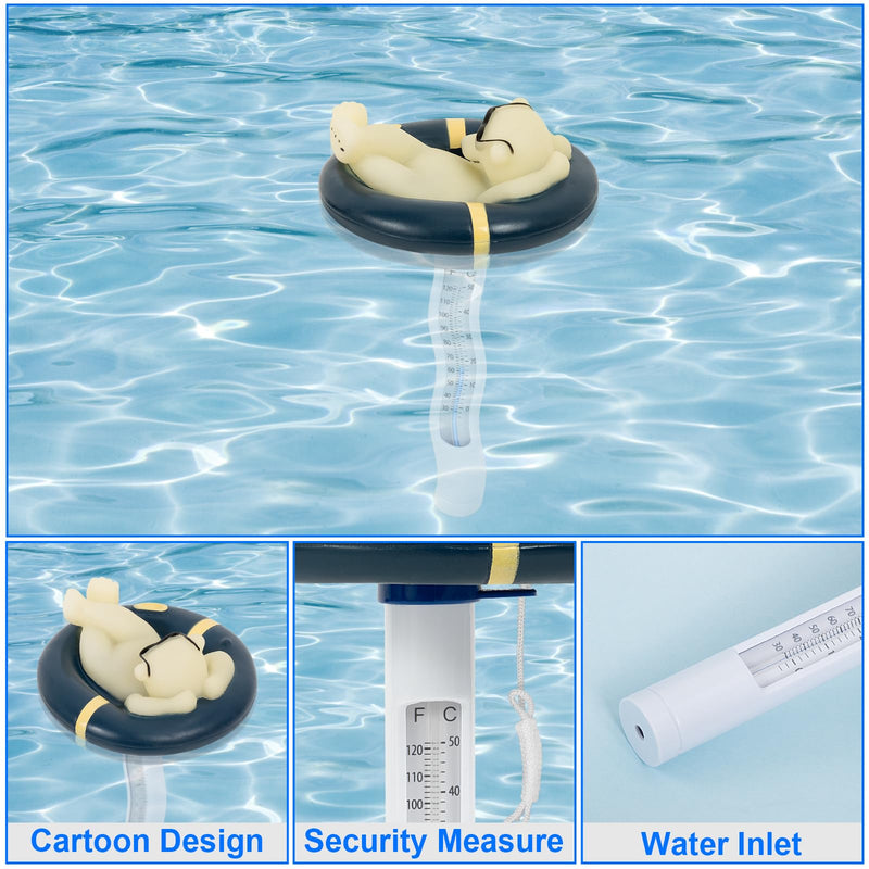 Pool Thermometer Floating Easy Read, Leisurely Polar Bear Water Thermometer for Ice Bath with String, for Outdoor & Indoor Swimming Pools, Spas, Hot Tubs & Aquariums Blue - BeesActive Australia