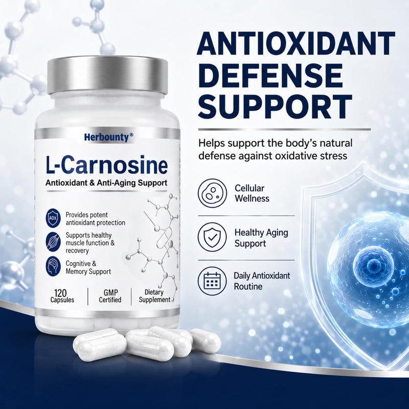 L-Carnosine Supplement 500mg, 120 Capsules Vitality Support | Antioxidant, Healthy Muscle Function, Cognitive Health, Gluten Free & Non-GMO 120 Count (Pack of 1)