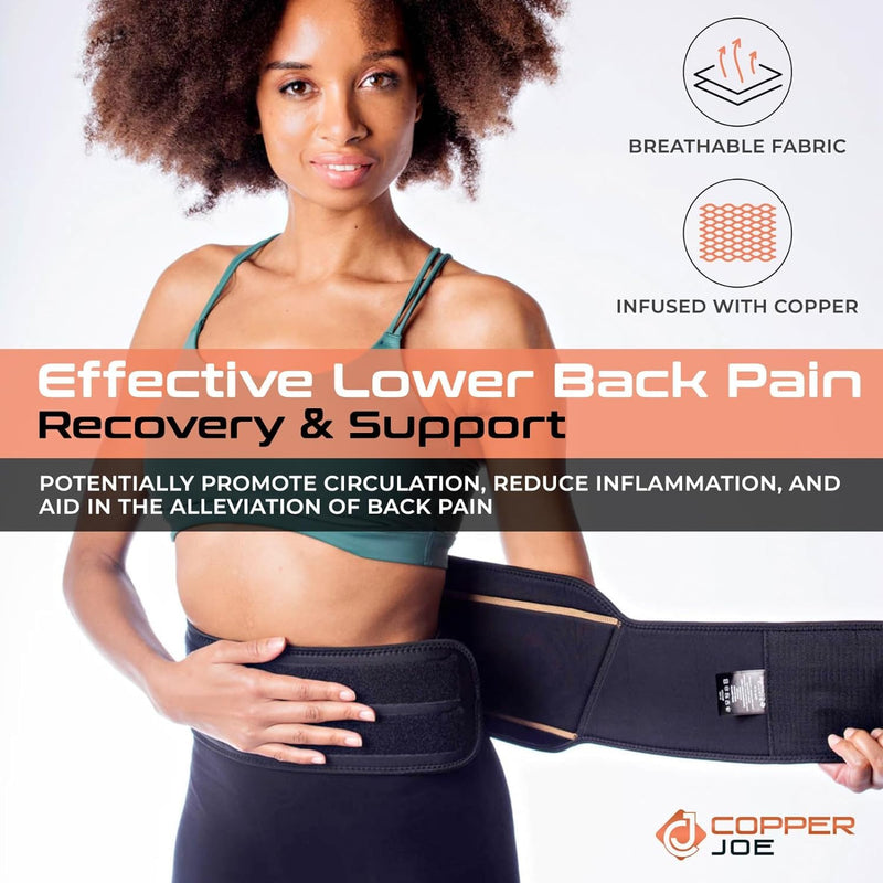 Copper Joe Adjustable Lumbar Back Brace for Men & Women – Copper-Infused Lower Back & Lumbar Support Belt for Muscle Strain, Sciatica, Scoliosis & Everyday Support (Small/Medium) Small/Medium - BeesActive Australia