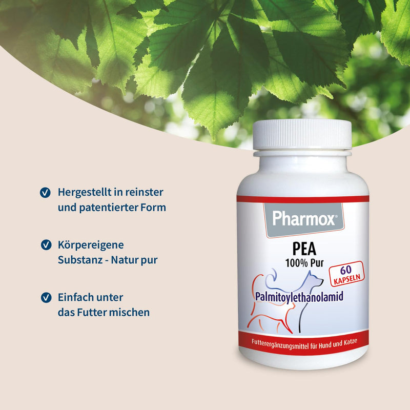 Pharmox Dog & Cat PEA (Palmitoylethanolamide) - 100% Pure - 60 Capsules - High Dose - BeesActive Australia