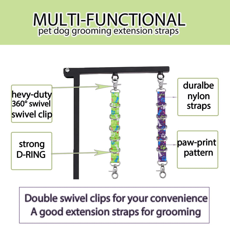 Pet Dog Grooming Loops Extender Dog Grooming Arm Extension Hook Double Snap Hooks Extender for Pet Grooming Dog Grooming Supplies (2 Pack) Pattern-1 - BeesActive Australia