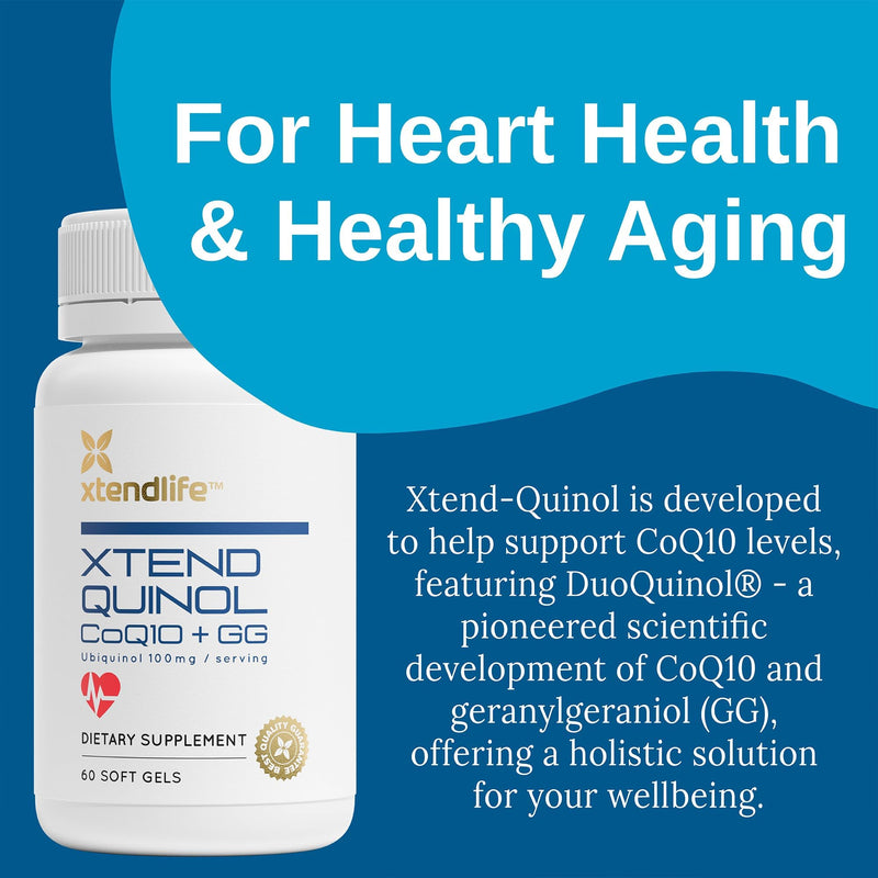 Xtendlife Xtend‑Quinol Ubiquinol CoQ10 Supplement, 60 Day Supply | High Potency Daily Support for Heart Health & Cellular Energy – with Geranylgeraniol (GG) for CoQ10 Production Xtend-Quinol (CoQ10) - 1 Pack
