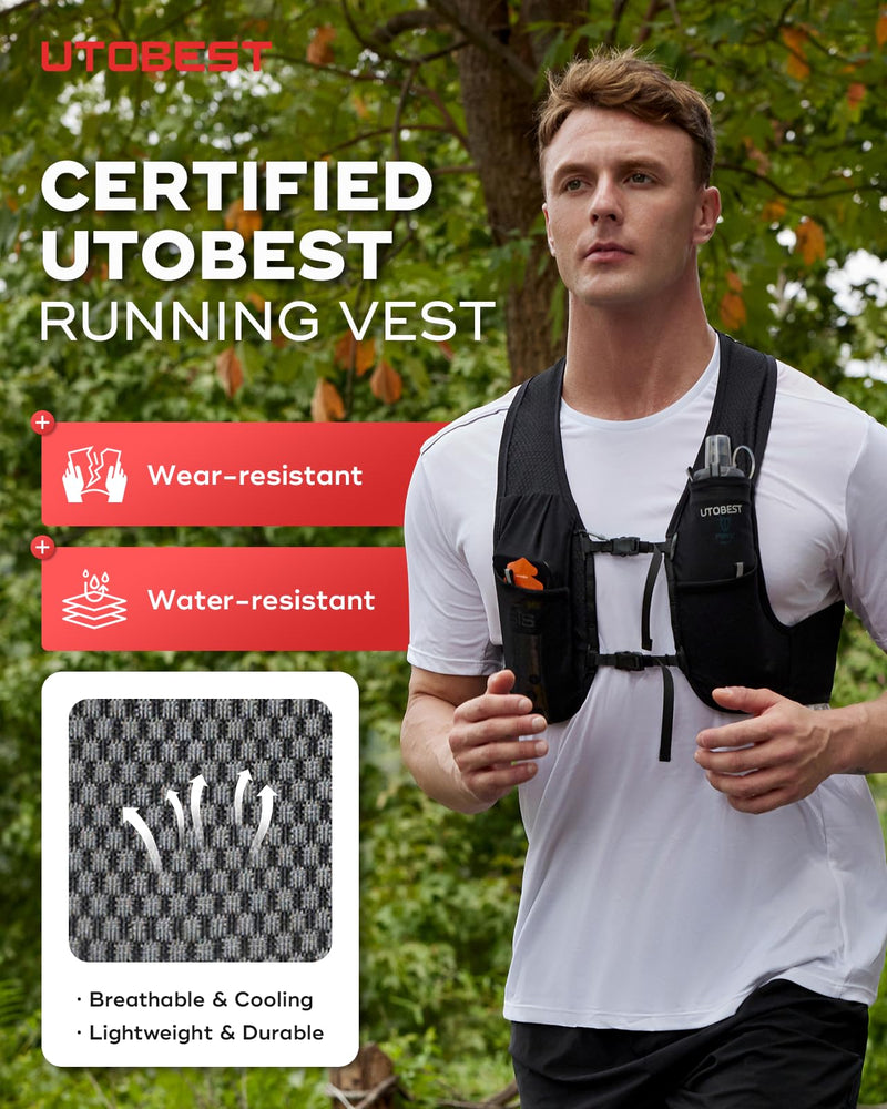 Running Vest for Women Men, Ultra-Light Minimalist Hydration Vest, Breathable Reflective Running Gear for Trail Hiking Jogging Vest Only SM (30-34 inch)