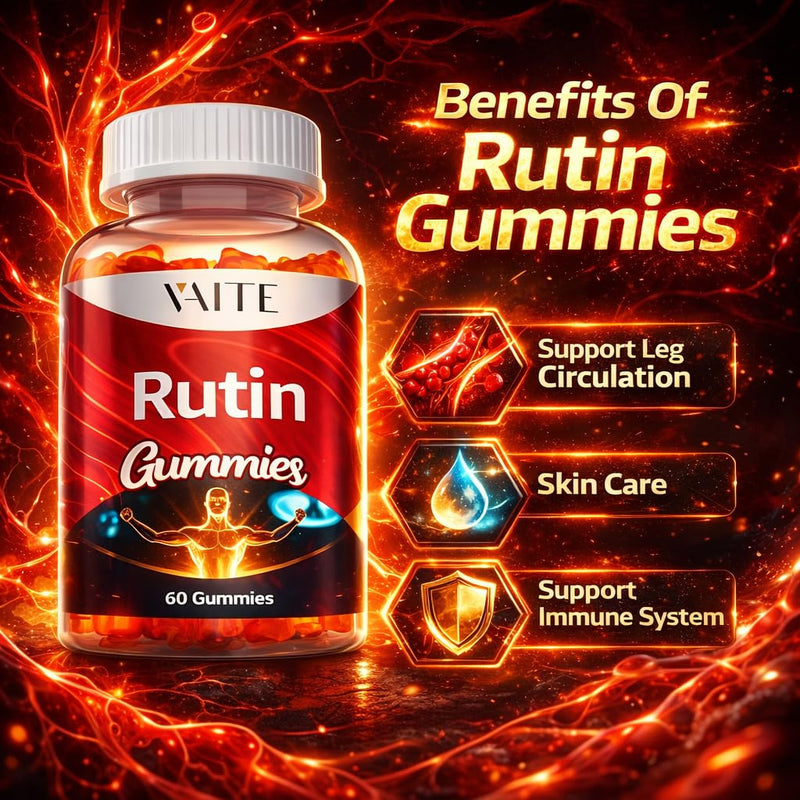Rutin Supplement 500mg - Sophora Japonica Extract with Bioflavonoids - Antioxidant & Wellness Chewables for Daily Use - Plant-Based Flavonoid Complex - Supports General Well-Being - 60 Vegan Gummies