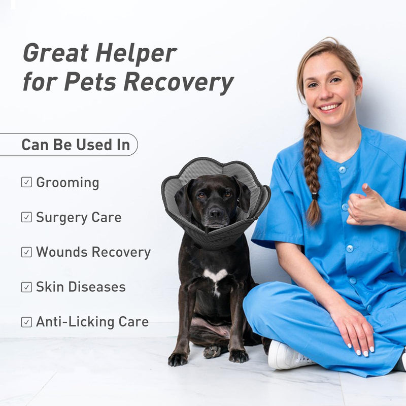 IECOii Neck collar for large dogs, protective collar dog after surgery, dog cone neck collar for dogs after castration, male dog collar, breathable dog collar for Golden Retriever, Labrador, black-XL XL black - BeesActive Australia