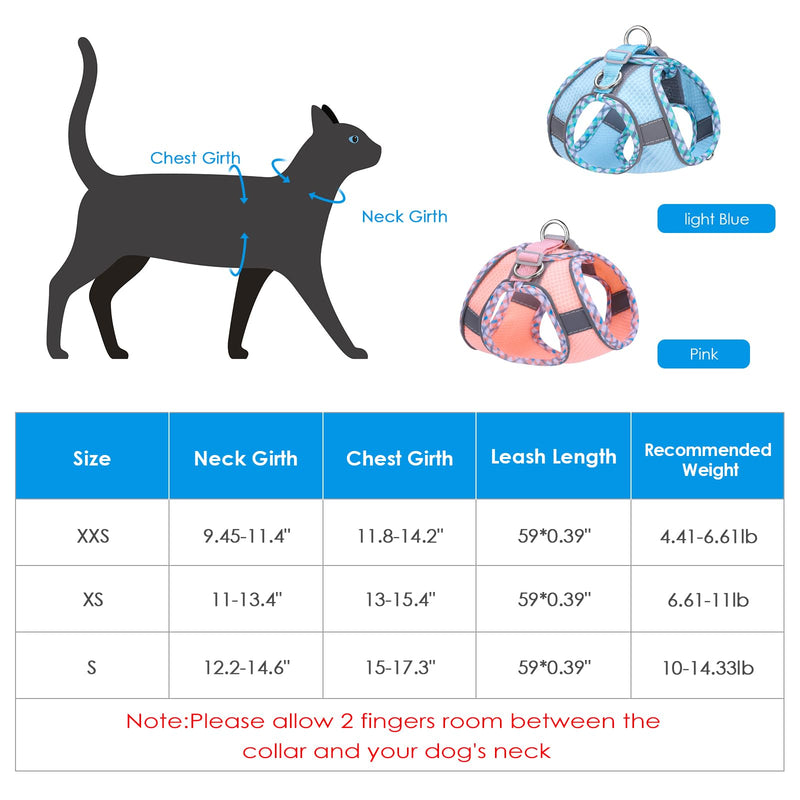 Brifit Cat Harness, Cat Harness with Leash, Escape-Proof, Soft Harness for Cat with Reflective Strips, Adjustable Cat Vest, Cat Harness Cat Harness for Cats Puppy [Pink, XXS] Pink - BeesActive Australia