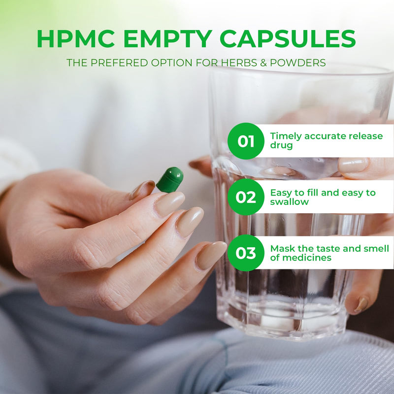 Vegan Empty Pill Capsules Size 2 Plant Based Clear (100 Count) Gluten Free, Non-GMO, Halal Certified Caps Filling Kit with 2 Spoons for Vegetarian DIY Your Own Supplements 100 Count (Pack of 1)