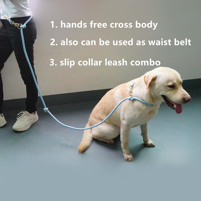 8.5ft Multifunctional Hands Free Nylon Rope Waist Dog Leash, Adjustable Shoulder Crossbody Walking Lead 8.5ft x 10mm Light Grey