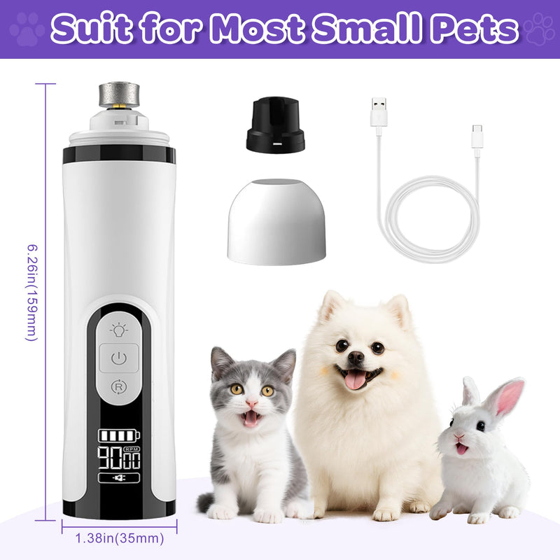 Pet Nail Grinder Quiet Professional Cats Cordless Clippers Cat Claw Care Cat Grooming Clippers Cat Grooming Supplies with Charging Cable Easy to Hold Safety Guard for Small Dogs Cats White