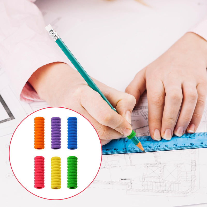 30 PCS Foam Pencil Grippers, 6 Colors Pencil Gripper for Handwriting Relieving Fingers Fatigue Writing Aid Pencil Holder Comfort Cushion Grip Pencil Grippers for Most People
