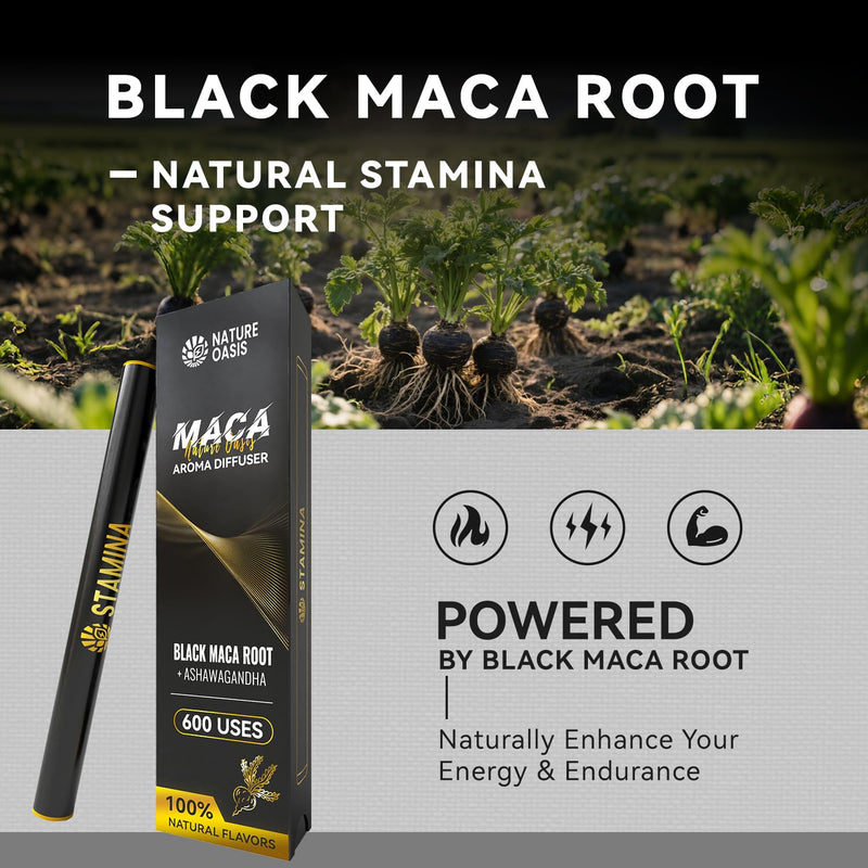 Maca Diffuser with Ashwagandha, Vitamin B12 & C ‚Äì Natural Plant-Based Stamina Stick ‚Äì Caffeine-Free Alpha Pen for Daily Vitality & Endurance