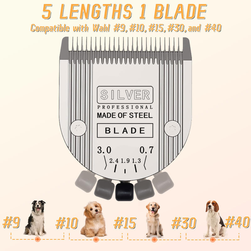 Professional Animal 5-in-1 Adjustable Blade Compatible with WAHL Arco, Bravura, Chromado, Creativa, Figura, and Motion Pet, Dog, and Horse Clippers, Replacement for WAHL-Fine (2179-301). Silver-3Pcs 3 Pack - BeesActive Australia
