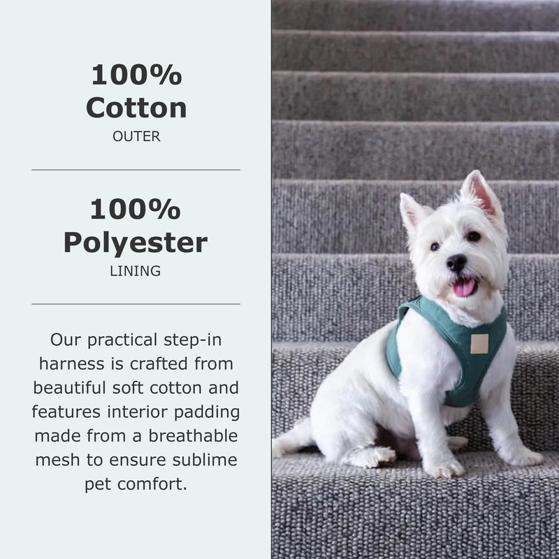 FuzzYard Life Step in Dog Harness | Size S | Stylish Premium Cotton Design in Myrtle Green Perfect for Everyday Walks Small - BeesActive Australia