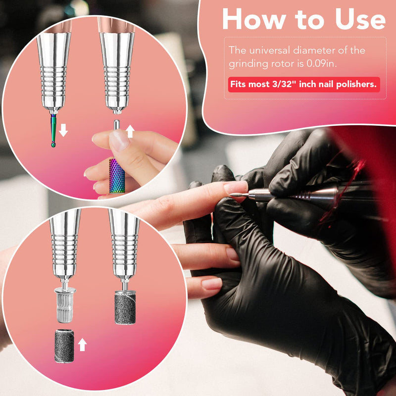 Onism 25Pcs Nail Drill Bits Set with 75Pcs Sanding Bands (80#/120#/180#), High-Precision Tungsten Carbide & Ceramic Efile Bits for Acrylic Gel Removal, Cuticle Care Kit with Organizer Box,Pink Pink - BeesActive Australia