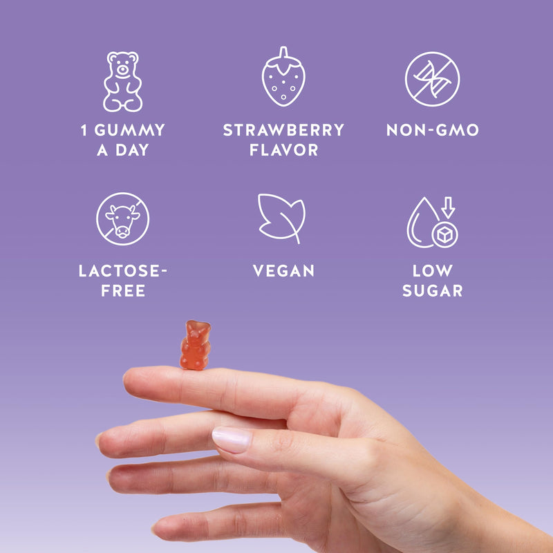 Bears with Benefits PMS Support Gummies with Vitamin B6 & Lemon Balm | With botanical extracts to support hormonal balance and help you feel more like yourself throughout your cycle. Strawberry 30 servings