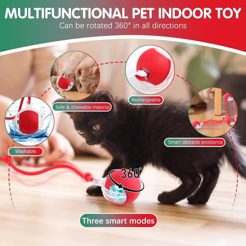 Interactive Cat Ball Toys, 360° Smart Automatic Moving Cat Balls, Self Rolling Interactive Cat Dog Ball, Electric Moving Peppy Pet Ball Toy for Indoor Cat Kitten Exercise to Keep Them Busy (3 Pcs) - BeesActive Australia