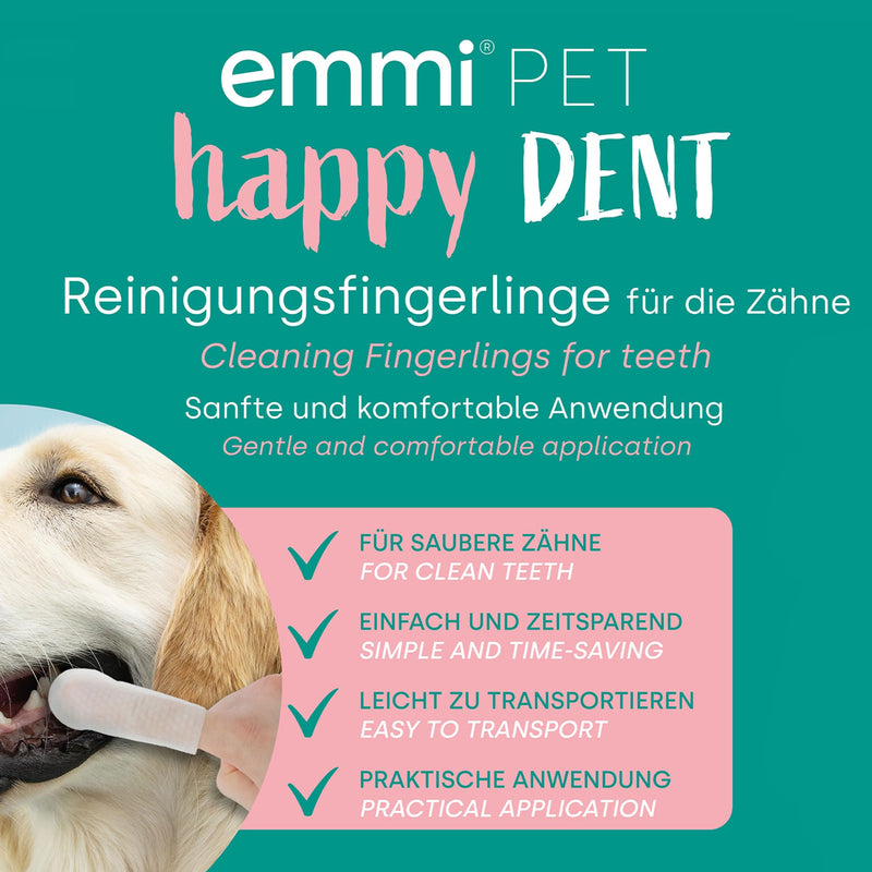Emmi-pet finger pads for teeth | Disposable cleaning finger cots for dogs & cats | Finger cots for dental care & teeth cleaning | Cleaning wipes for care & hygiene 50 pieces - BeesActive Australia