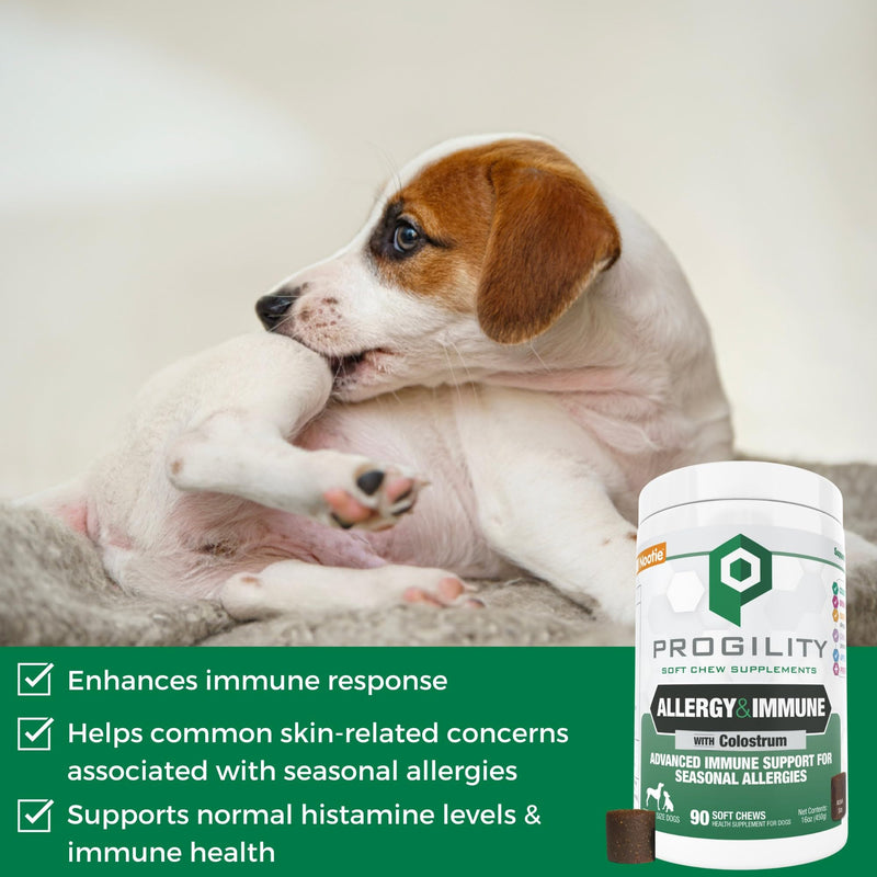Nootie Progility Allergy & Immune Supplement, Seasonal Allergies Advanced Immune Support Supplement for Dogs, 90 Soft Chews per Container Allergy Relief Chews (30 lbs and Over) - PawsPlanet Australia
