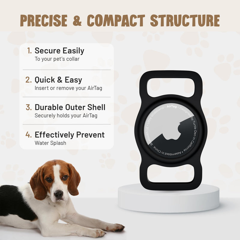 Airtag Dog Collar Holder | Waterproof Airtag Holder for Dog Collar | Pet Airtag Holder - Cat, Dog Airtag Holder | Air Tag Dog Collar Airtag Holder - 2 Pack Black - BeesActive Australia