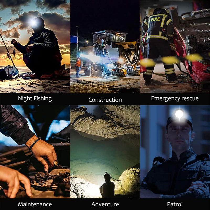 Super Bright Rechargeable Coon Hunting Headlamp, LED Spotlight Head Torch with Power Supply, Waterproof Headlight Flashlight for Outdoor Hunting, Fishing, Hiking, Camping, Night Work Black-White Light - BeesActive Australia