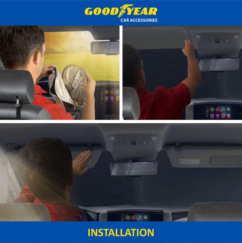 Goodyear Foldable Windshield Sunshade for Jeep Compass 2017-2026, SUV car Accessories, Sunshade Cover, Sun Shade Car Windshield, Window Sun Blocker - GY008274 For Jeep Compass 17-26