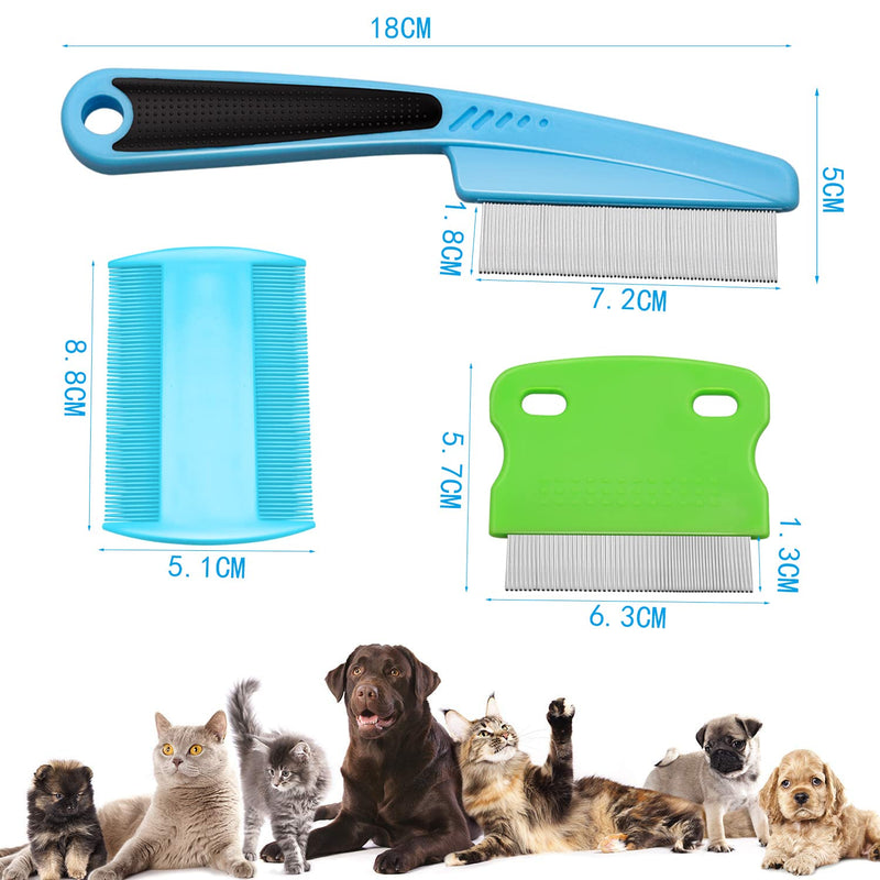 Flea Comb Lice Comb Dog Comb Cat Comb Cat Tear Stain Comb Stainless Steel Pet Grooming Combs for Dogs Cats Small Pets (4 Pcs) - BeesActive Australia
