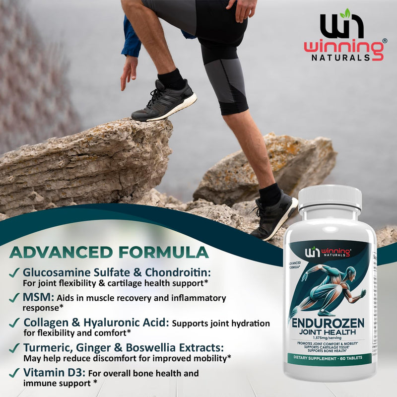 EnduroZen Joint Support Supplement Advanced Formula (60 tabs) - Glucosamine, Chondroitin, MSM, Turmeric| Joint Health & Mobility Support| Non-GMO| for Men & Women| Supports Cartilage & Flexibility 60 Count (Pack of 1)