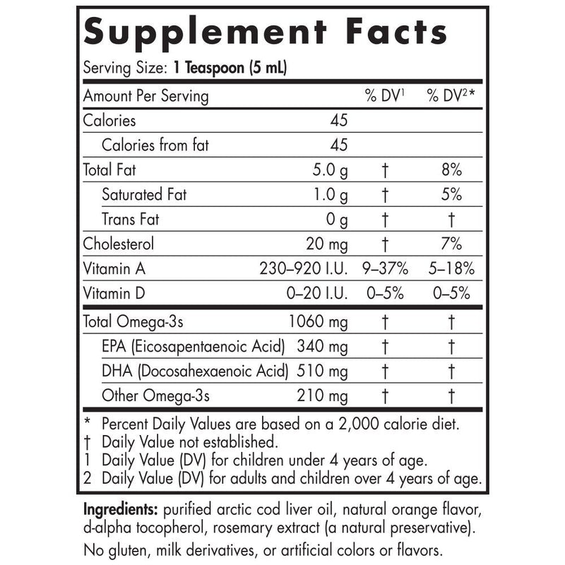 Nordic Naturals - Arctic CLO, Heart and Brain Health, and Optimal Wellness, Orange8 Fl Oz (Pack of 1)