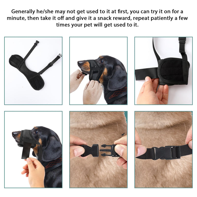 Dog Muzzle, Soft Mesh Muzzle Against Biting Barking Chewing Breathable Drinkable Adjustable Loop Pet Muzzle Dog Mouth Guard for Small Medium Dogs (Black) Black - BeesActive Australia