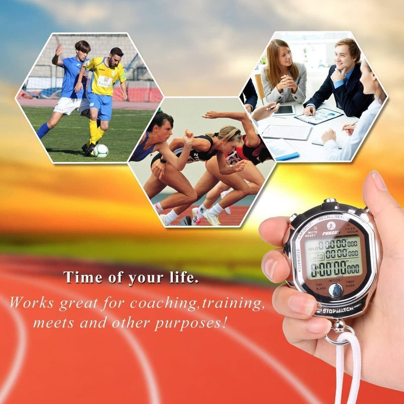 Stopwatch Timer, Digital Stop Watch with 0.01second & 0.001second Timing, Metal 10/100/400 Laps Memory, Rolilink Large dispaly Alarm Clock for Coach Sports Running Marathon 100 Lap-metal