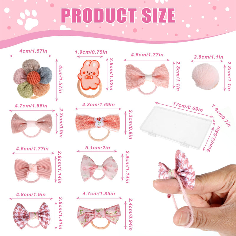 20 Pcs Small Dog Hair Bows with Rubber Bands Pink Dog Bows Puppy Dog Hair Bows Mix Style Handmade Cute Grooming Flower Ball Bowknot Top Knot Dog Hair Accessories for Yorkie Teddy Dog Hair Accessories - BeesActive Australia