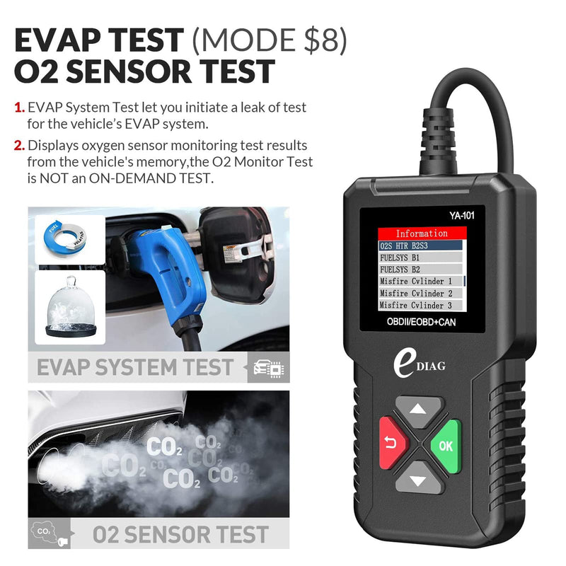2026 Ver. EDIAG OBD2 Scanner YA-101 Auto Code Reader for Check Engine Light,O2 Sensor,EVAP Test,On-Board Monitor Test,Smog Check,OBD2 Diagnostic Scan Tool for All OBD2 Cars Since 1996-Upgrade Version EDIAG ya101 - BeesActive Australia