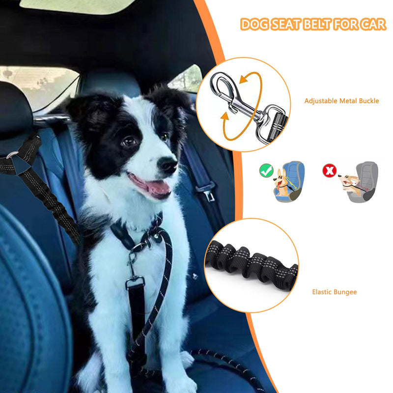 Adjustable Pet Safety Seat Belt for Dogs & Cats - Car Headrest Restraint with Nylon Fabric - Comfortable & Durable Dog & Cat Vehicle Seatbelts & Harness(1 Pack) black - BeesActive Australia