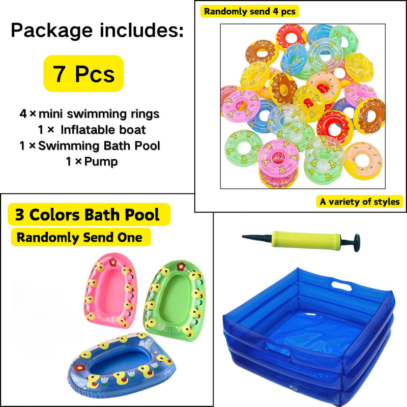 7 Pcs Foldable Bearded Dragons Pool Bath Collar Ring & Boat Set Swimming Bath Water Washer for Small Animal Hedgehog Hamster with Pump 7 Pcs Set - BeesActive Australia