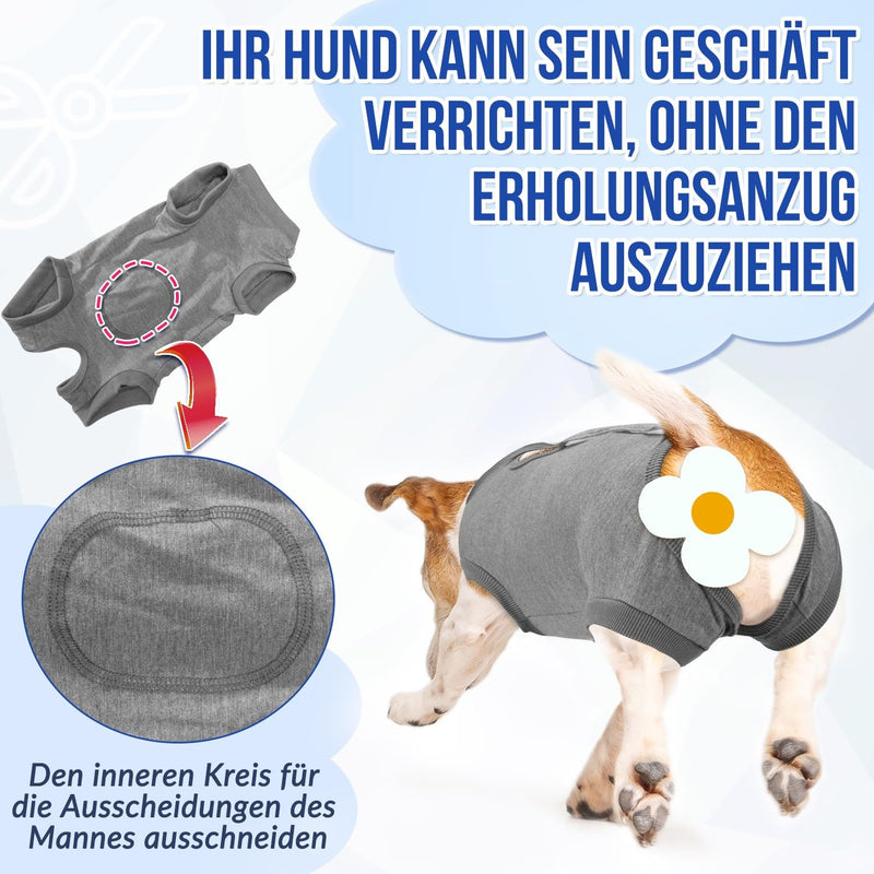 SlowTon Dog Surgery Recovery Suit - Puppy Suit for Cats After Surgery, Cone E Collar Alternative for Female Dogs, Surgical Castration Suit for Abdominal Wounds Skin Diseases M Grey - BeesActive Australia