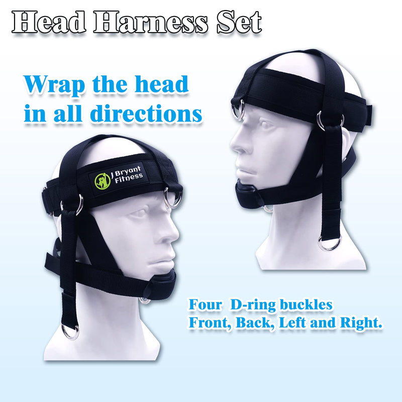 J Bryant Neck Harness Head - Weight Lifting with Resistance Tube Bands - Door Anchor Set Adjustable Neck Training Strap Exercise Equipment Black-M(20"-23")