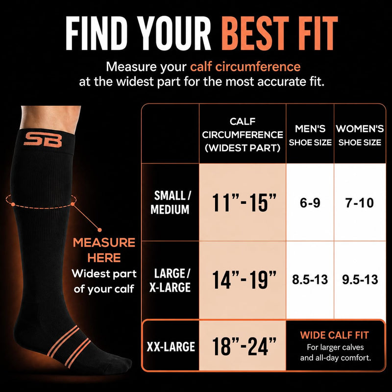 SB SOX 3-Pair Copper Compression Socks (15-20mmHg) Black/Copper L/XL