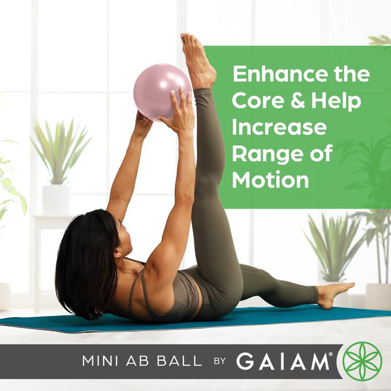Gaiam Mini Ab Ball, 8 Inch Inflatable Anti-Burst Exercise Ball for Core Strength, Pilates, Yoga, and Physical Therapy, Includes Inflation Straw, Plug & Downloadable Exercise Guide Romance Rose