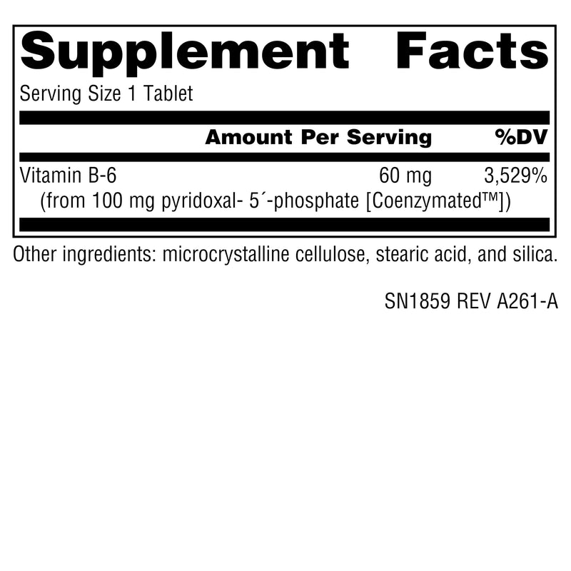 Source Naturals Coenzymated B-6, 100 mg, P-5´-P (PYRIDOXAL-5´-Phosphate) Promotes a Healthy Nervous System* - 30 Tablets 1 30 Count (Pack of 1)