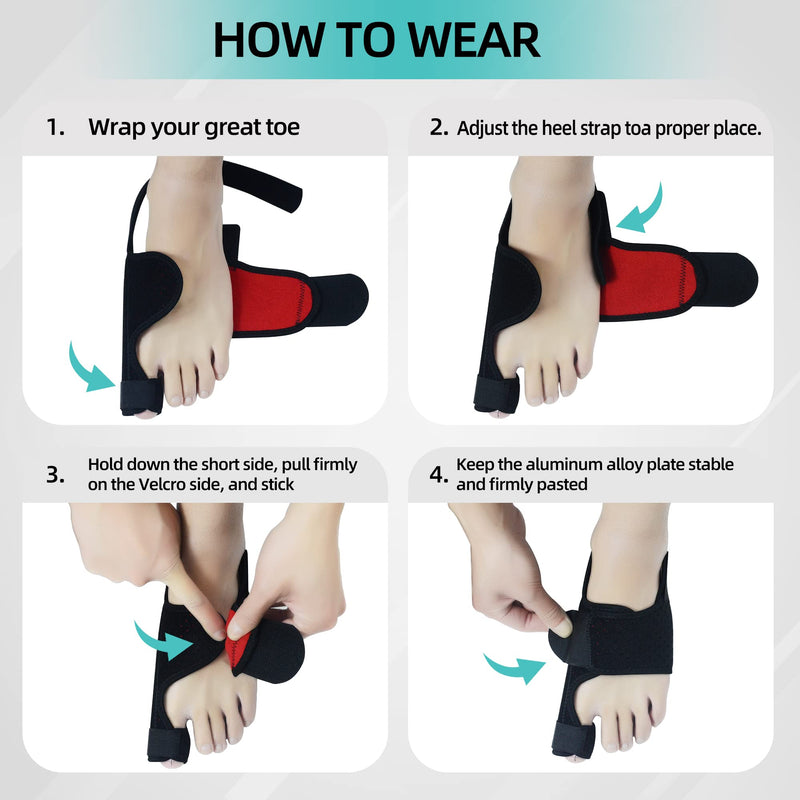 MOONSMILE Bunion Corrector for Women & Men (Black/Red)