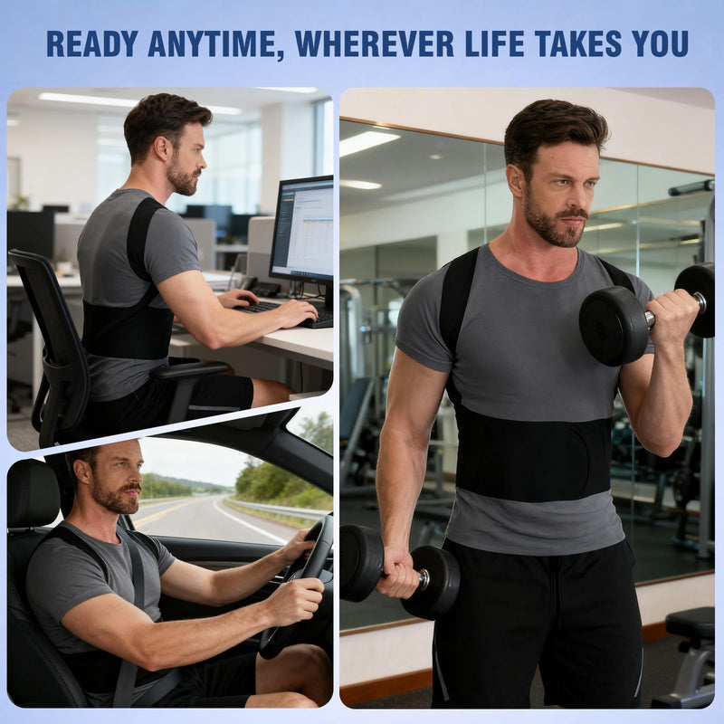 Back Brace Support Posture Corrector for Women & Men – Full Back Support for Upper, Mid & Lower Back Pain Relief, Ergonomic 3-in-1 System Improves Posture & Helps with Slouching, Rounded Shoulders, XL (37–43 in waist) X-Large 1