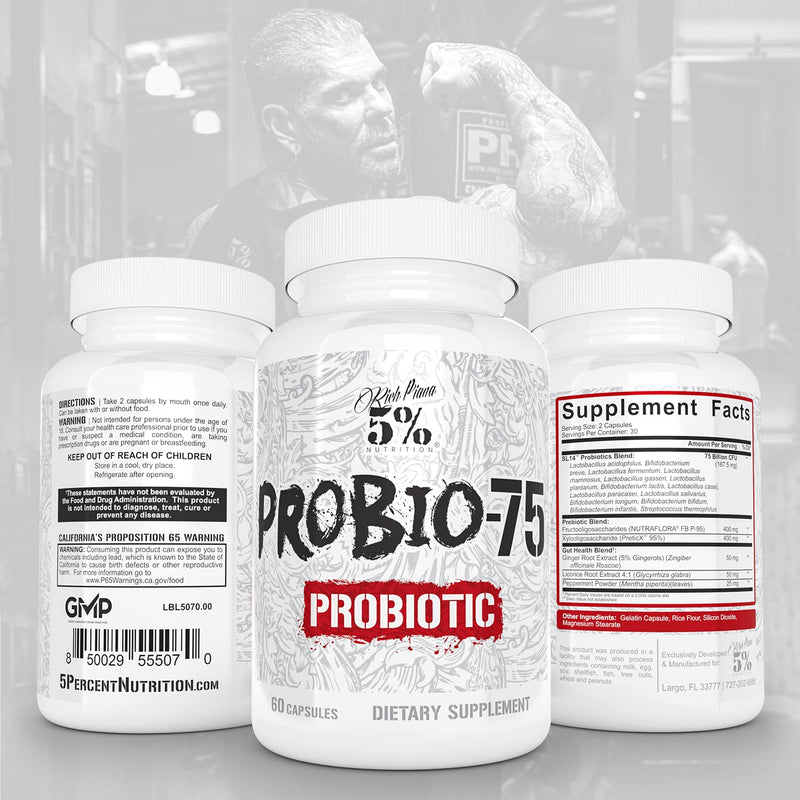 5% Nutrition Rich Piana Digestive Defender 2-in-1 Box with Probio-75 | Probiotic + Prebiotic & Diges-Ten Digestive Enzyme Formula (30 Svgs) Digestive Defender Kit