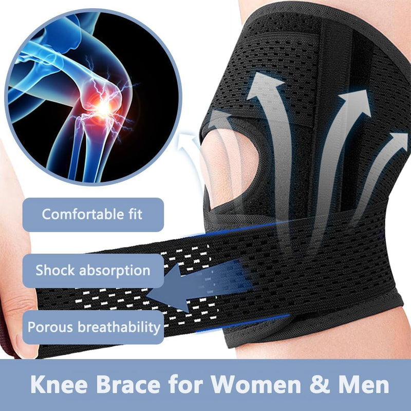 Knee Brace for Women & Men, Knee Brace for Meniscus Tear, Knee Pain Relief, Arthritis, Compression Knee Support Side Stabilizers, Injury Recovery, Running, Workout(Black, XX-Large) - BeesActive Australia